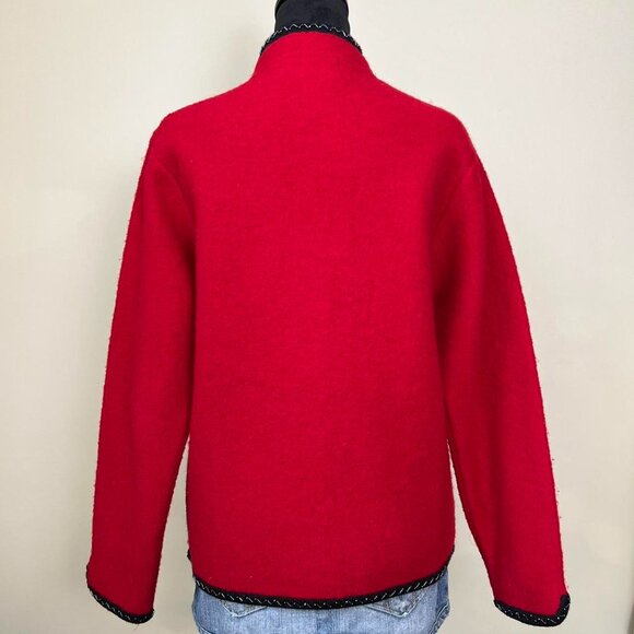 Vintage 100% Boil Wool Oversized HolidayJacket with Black Trim and Bead Details - Picture 3 of 7